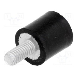 1 pcs x ELESA+GANTER - DVA.2-8-8-M3-6-55 - Vibration damper, M3, Ø: 8mm, rubber, L: 8mm, Thread len: 6mm, H: 3mm