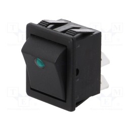 1 pcs x BULGIN - C1553PTMBG3 - ROCKER, DPST, Pos: 2, ON-OFF, 16A/250VAC, black, neon lamp,point