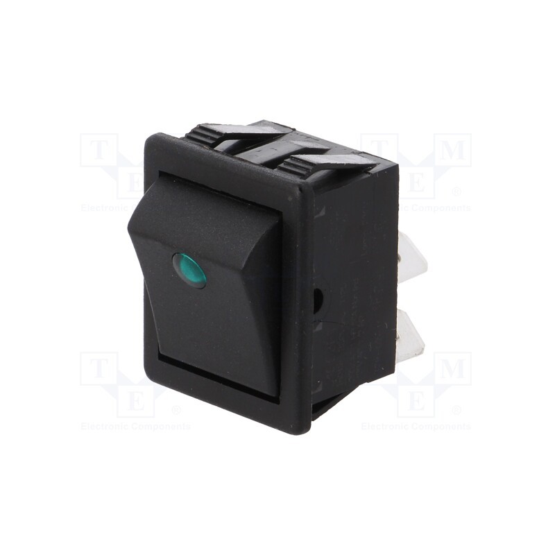 1 pcs x BULGIN - C1553PTMBG3 - ROCKER, DPST, Pos: 2, ON-OFF, 16A/250VAC, black, neon lamp,point