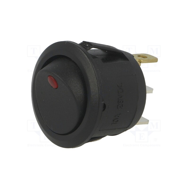 1 pcs x BULGIN - R13112B2BR6 - ROCKER, SPST, Pos: 2, ON-OFF, 6A/250VAC, black, LED, 24V, Body: black