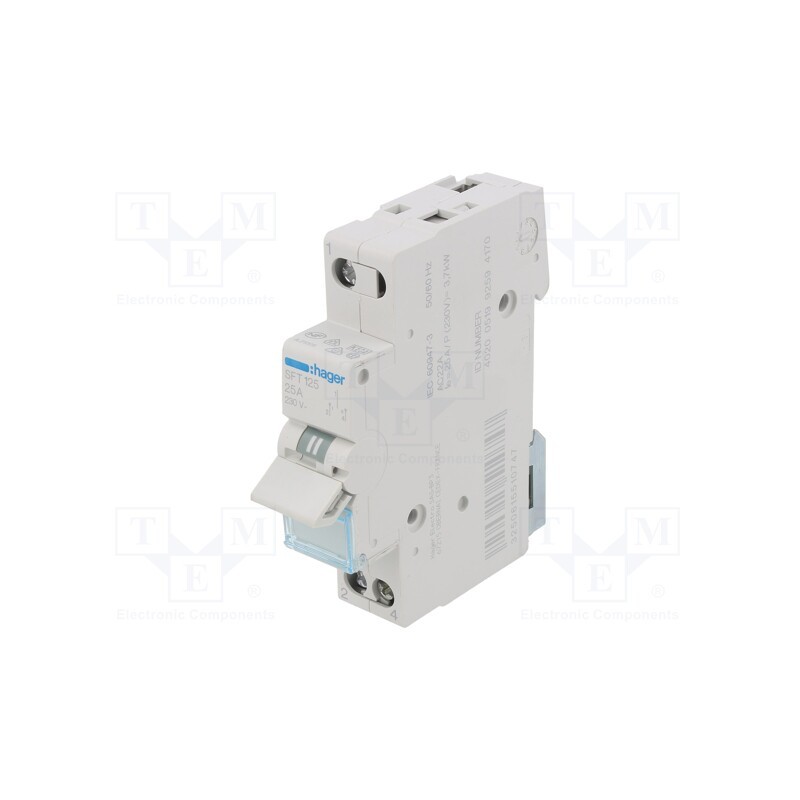 1 pcs x HAGER - SFT125 - Module: toggle switch, Poles: 1, 230VAC, 25A, IP20, Stabl.pos: 3