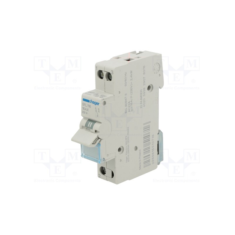 1 pcs x HAGER - SFL116 - Module: toggle switch, Poles: 1, 230VAC, 16A, IP20, Stabl.pos: 2