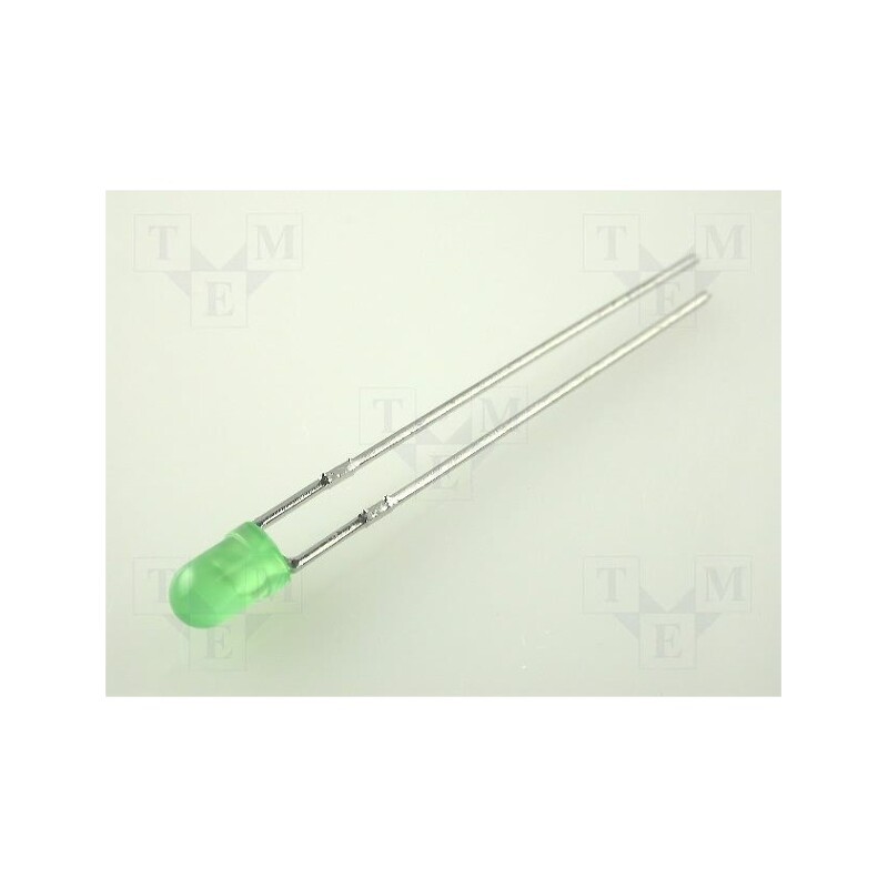 5 pcs x KINGBRIGHT ELECTRONIC - L-934LGD - LED, 3mm, green, 0.7÷2mcd, 60°, Front: convex, 2.2÷2.5V