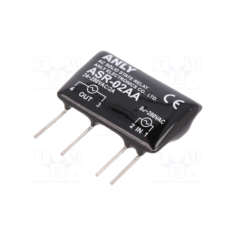 1 pcs x ANLY ELECTRONICS - ASR-02AA - Relay: solid state, Ucntrl: 80÷280VAC, 2A, 24÷280VAC, THT, SIP
