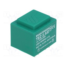 1 pcs x BREVE TUFVASSONS - TEZ2.5/D230/9V - Transformer: encapsulated, 2.5VA, 230VAC, 9V, 277.7mA, PCB, IP00