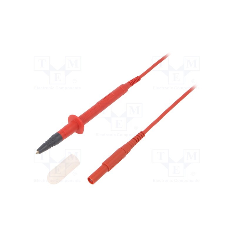 1 pcs x SCHu00dcTZINGER - SPL 7318 NI / 1 / 100 / RT - Test lead, 16A, probe tip,banana plug 4mm, Len: 1m, black