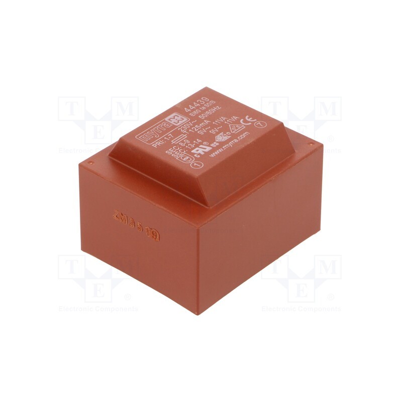 1 pcs x MYRRA - 44439 - Transformer: encapsulated, 22VA, 230VAC, 9V, 9V, 1222mA, 1222mA, PCB