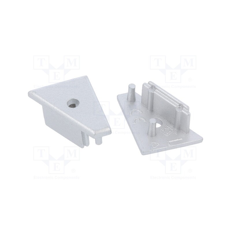 1 set x TOPMET - 83130040 -AS - Cap for LED profiles, silver, 2pcs, ABS, with hole, CORNER10