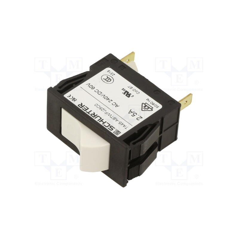 1 pcs x SCHURTER - 4430.0543 - Circuit breaker, Urated: 240VAC, 60VDC, 2.5A, DPST, Poles: 2, MCB