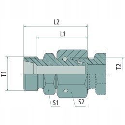 Straight connector with internal thread 2x M18x1 5 din 2353