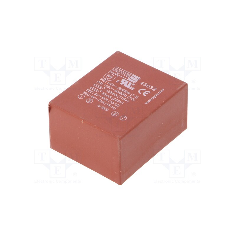 1 pcs x MYRRA - 45032 - Transformer: encapsulated, 10VA, 115VAC,230VAC, 9V, 9V, 556mA, PCB