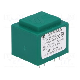 1 pcs x BREVE TUFVASSONS - TEZ2.5/D230/24V - Transformer: encapsulated, 2.5VA, 230VAC, 24V, 104.1mA, PCB, IP00