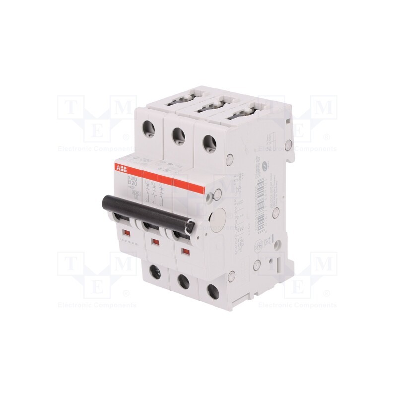 1 pcs x ABB - 2CDS253001R0205 - Circuit breaker, 230/400VAC, Inom: 20A, Poles: 3, Charact: B, 6kA