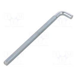 1 pcs x DROMET - HP10170 - Hook, straight, steel, zinc, Thread len: 145mm, Overall len: 170mm