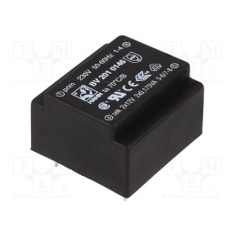 1 pcs x HAHN - BV 201 0146 - Transformer: encapsulated, 0.35VA, 230VAC, 12V, 12V, 15mA, 15mA, PCB