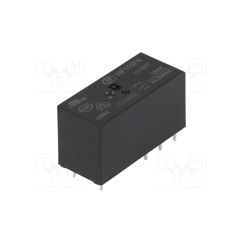 1 pcs x HONGFA RELAY - HF115FK/12-2Z4T - Relay: electromagnetic, DPDT, Ucoil: 12VDC, 8A, 8A/250VAC, PCB