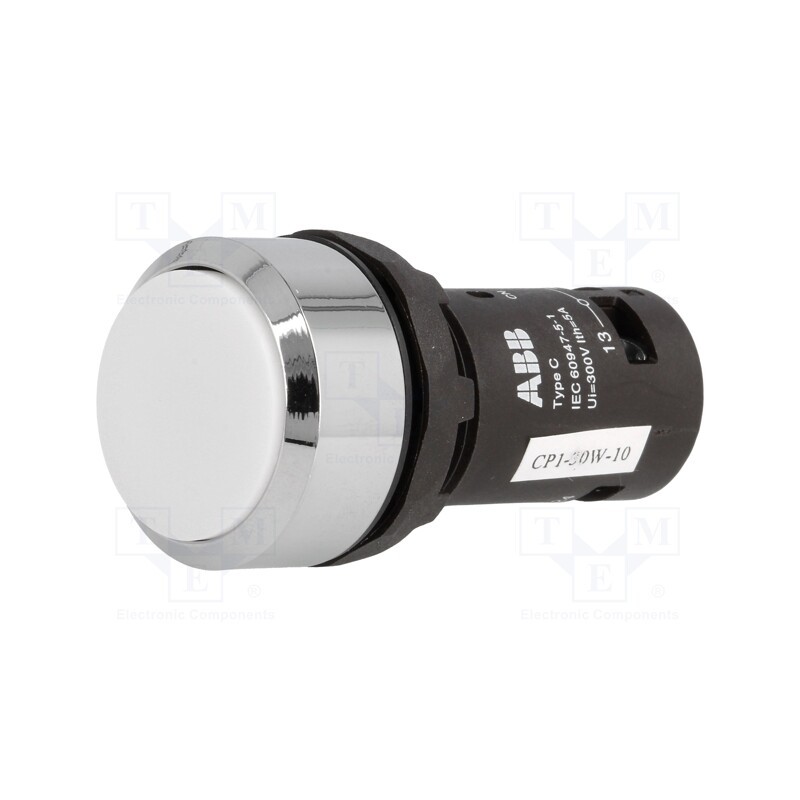 1 pcs x ABB - 1SFA619100R3015 - Switch: push-button, 22mm, Stabl.pos: 1, NO, white, none, 1A/240VAC