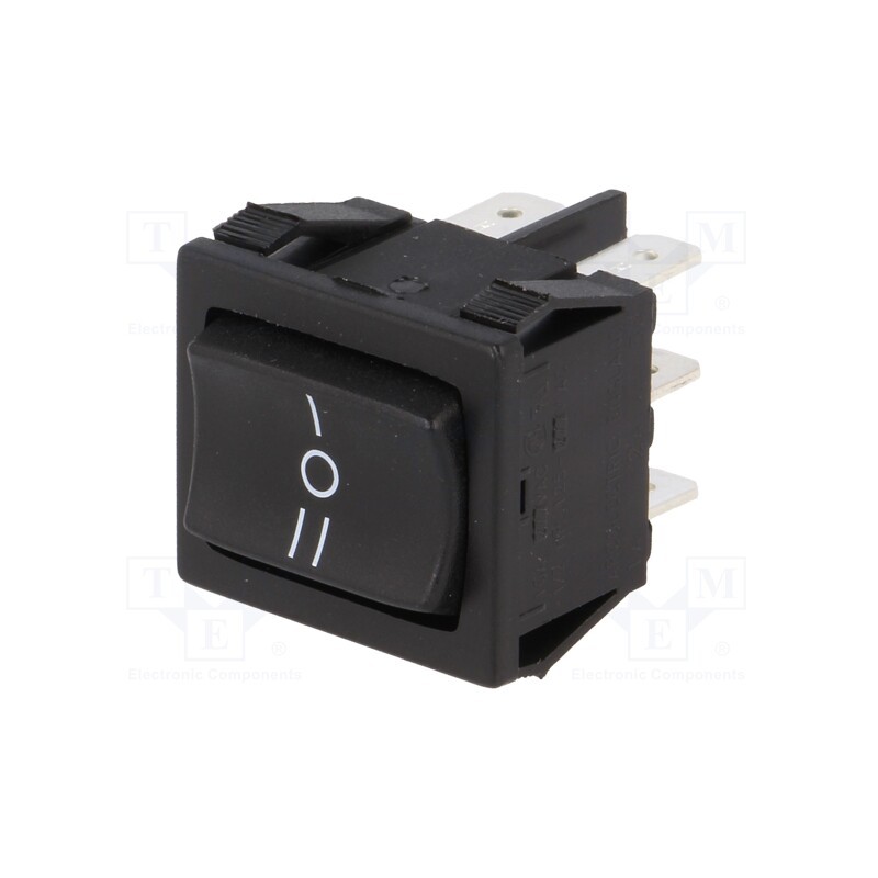 1 pcs x BULGIN - H8670VBBB141W - ROCKER, DP3T, Pos: 3, ON-OFF-ON, 10A/250VAC, 10A/28VDC, black, none
