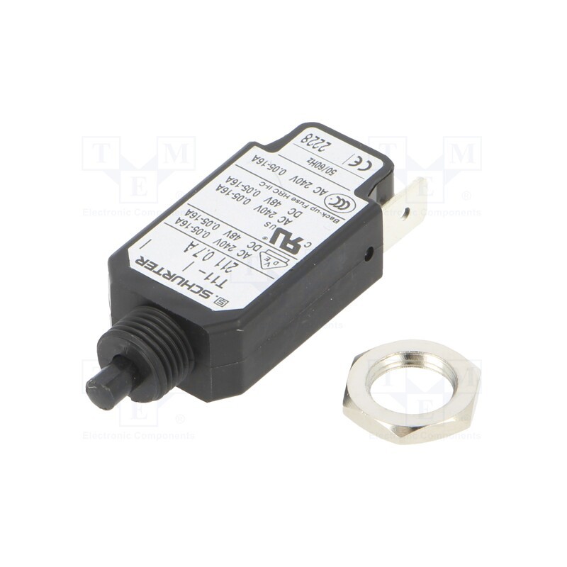 1 pcs x SCHURTER - 4400.0084 - Circuit breaker, Urated: 240VAC, 48VDC, 0.7A, SPST, Poles: 1, screw