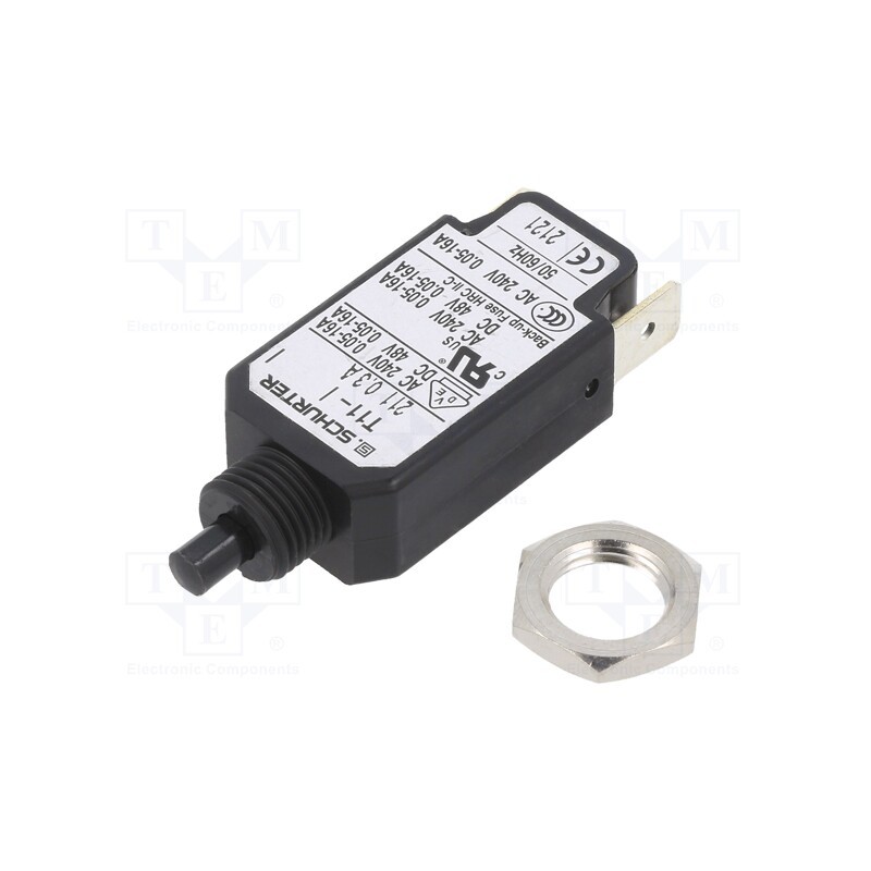 1 pcs x SCHURTER - 4400.0098 - Circuit breaker, Urated: 240VAC, 48VDC, 0.3A, SPST, Poles: 1, screw