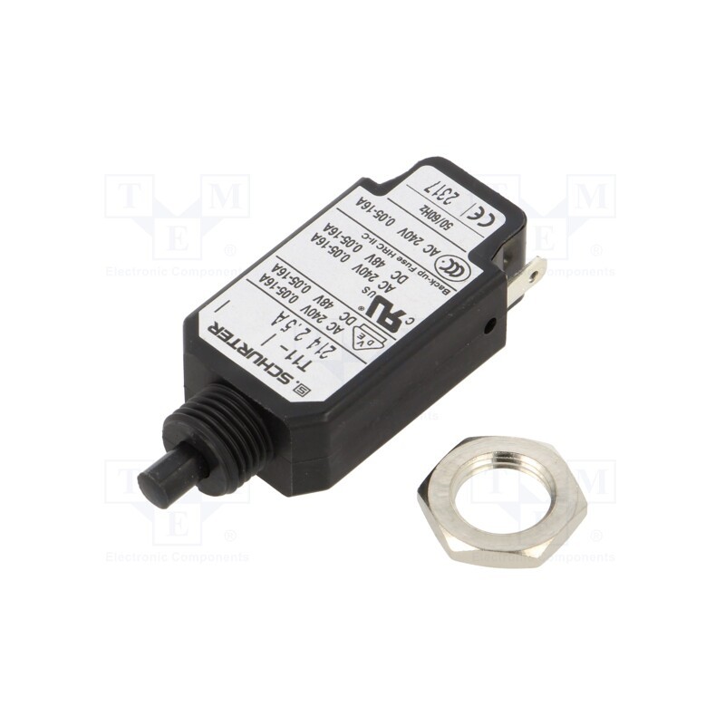 1 pcs x SCHURTER - 4400.0097 - Circuit breaker, Urated: 240VAC, 48VDC, 0.1A, SPST, Poles: 1, screw