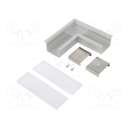 1 set x TOPMET - V4790020S - Connector 90°, silver, aluminium, anodized, VARIO30-07