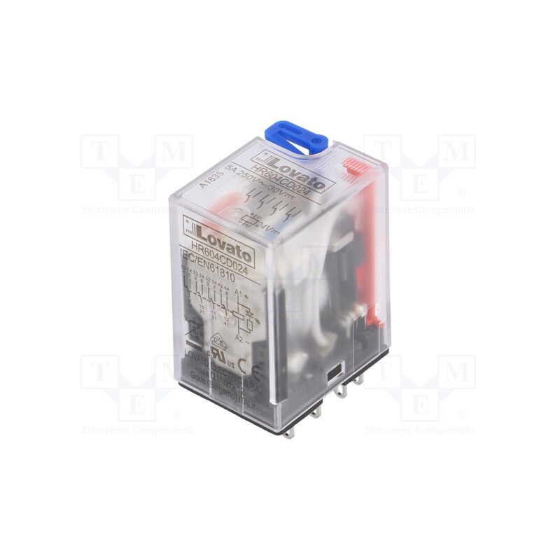 1 pcs x LOVATO ELECTRIC - HR604CD024 - Relay: electromagnetic, 4PDT, Ucoil: 24VDC, Icontacts max: 5A