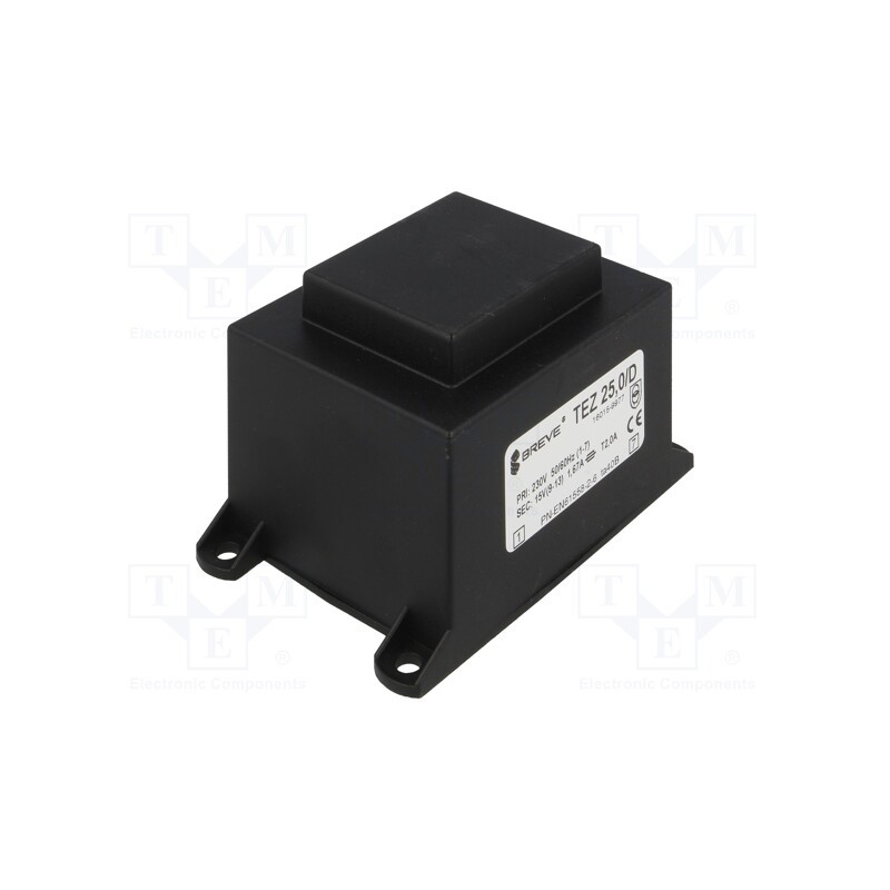1 pcs x BREVE TUFVASSONS - TEZ25/D25/15V - Transformer: encapsulated, 25VA, 230VAC, 15V, 1666.6mA, PCB, IP00