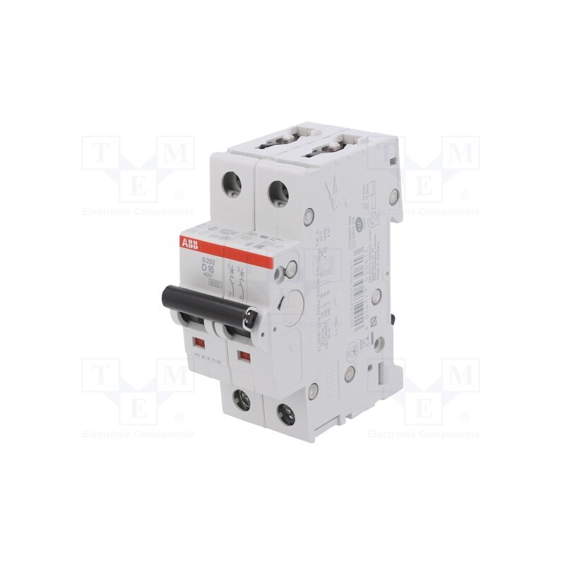 1 pcs x ABB - 2CDS252001R0161 - Circuit breaker, 230/400VAC, Inom: 16A, Poles: 2, Charact: D, 6kA