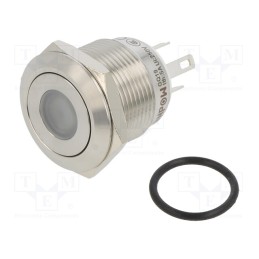 1 pcs x ONPOW - GQ19F-10D/J/Y/12V/S - Switch: vandal resistant, Pos: 2, SPST-NO, 0.5A/220VAC, 2A/36VDC