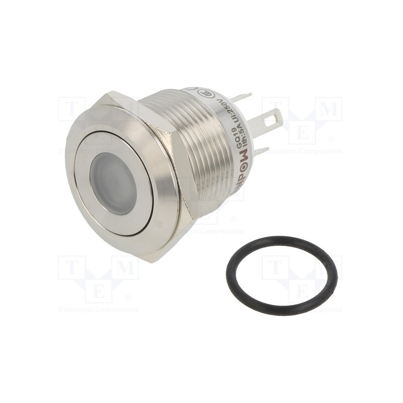 1 pcs x ONPOW - GQ19F-10D/J/Y/12V/S - Switch: vandal resistant, Pos: 2, SPST-NO, 0.5A/220VAC, 2A/36VDC