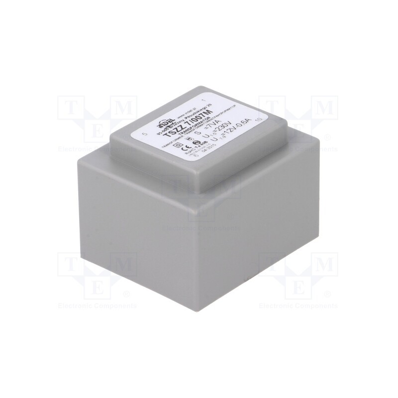 1 pcs x INDEL - TSZZ7/007M - Transformer: encapsulated, 7VA, 230VAC, 12V, 580mA, PCB, IP00