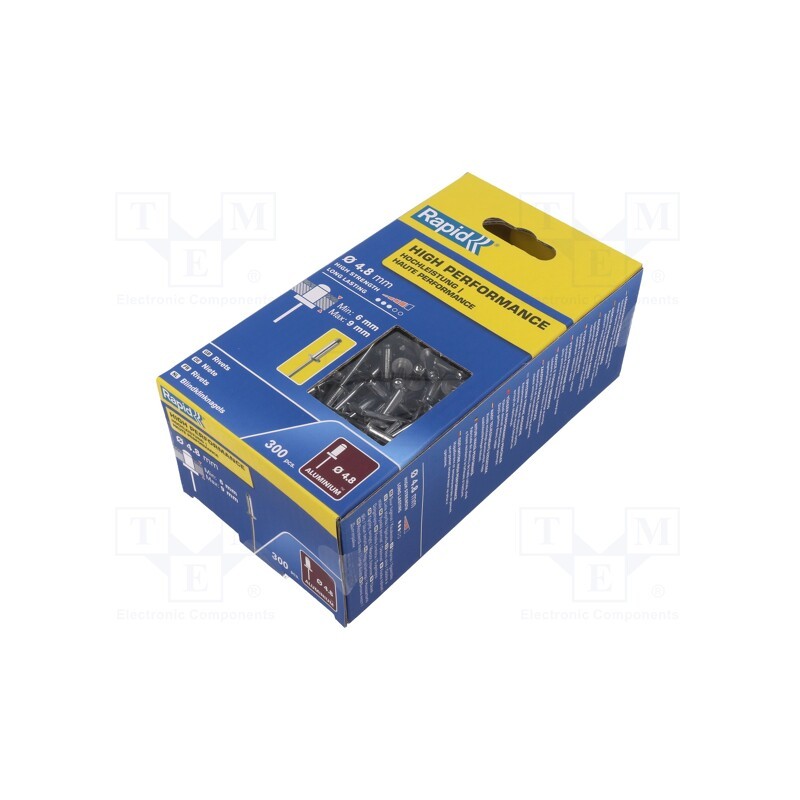 1 pcg x RAPID - 5001436 - Rivet, aluminium, Rivet diam: 4.8mm, L.rivet: 12mm, 300pcs.