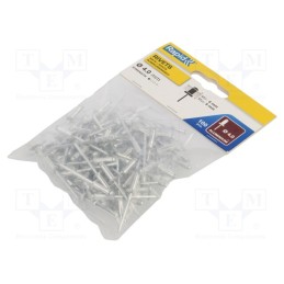 1 pcg x RAPID - 5000379 - Rivet, aluminium, Rivet diam: 4mm, L.rivet: 12mm, 100pcs.