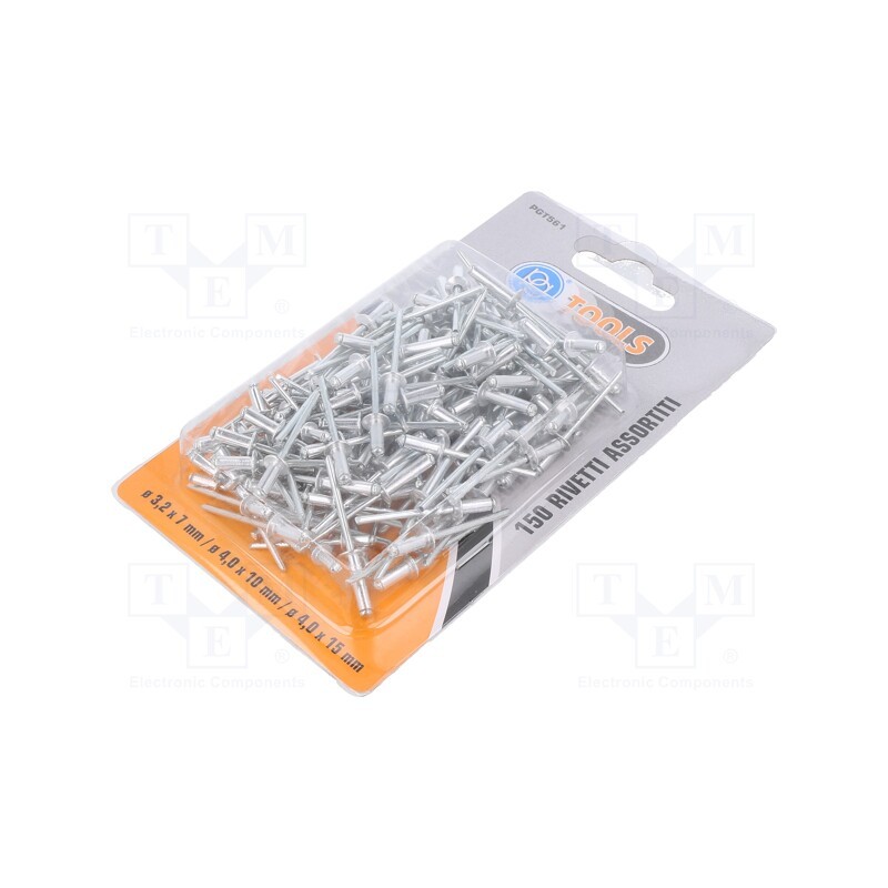 1 pcg x PG TOOLS - PGT561 - Rivets set, aluminium, 150pcs, 3.2x7mm,4x10mm,4x15mm