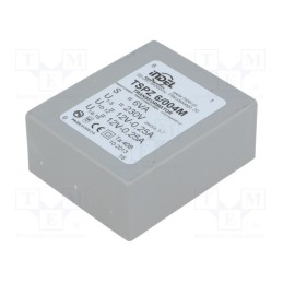 1 pcs x INDEL - TSPZ6/004 - Transformer: encapsulated, 6VA, 230VAC, 12V, 12V, 250mA, 250mA, PCB