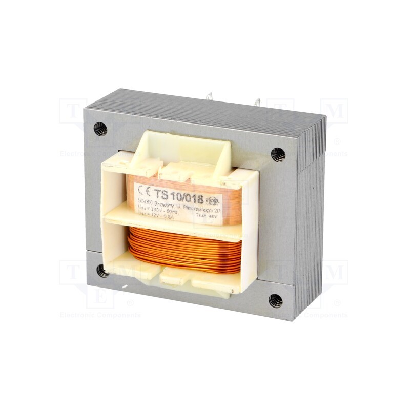 1 pcs x INDEL - TS10/018 - Transformer: mains, 10VA, 230VAC, 12V, 800mA, screw type, IP00