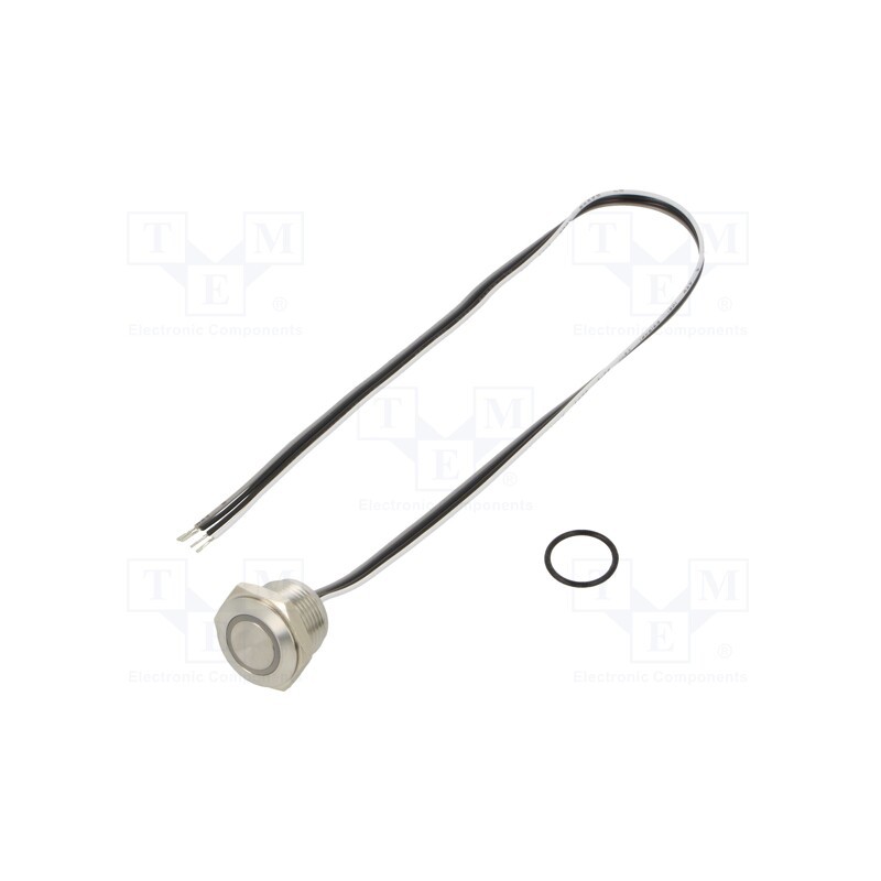 1 pcs x ONPOW - MTA16F-10E/Y/R/12V/S - Switch: vandal resistant, Pos: 2, SPST-NO, 50mA/24VDC, IP65, red