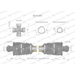 Articulated and telescopic shaft 1670 2270mm 830nm width