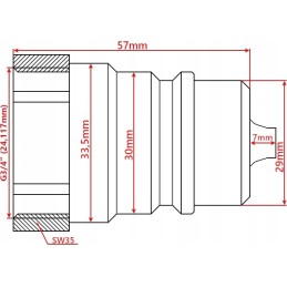 Plug connector euro female thread 3 4