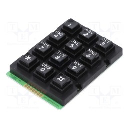 1 pcs x ACCORD - AK-207-A-BBW-WP - Keypad: plastic, No.of butt: 12, none, plastic, 200mΩ, 1.5N, 20mA