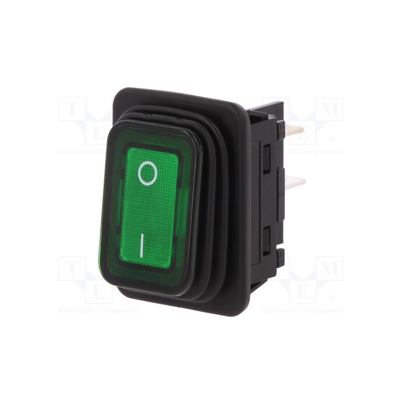 1 pcs x Marquardt - 1935.3118 - ROCKER, DPST, Pos: 2, ON-OFF, 20A/250VAC, green, filament lamp, 230V