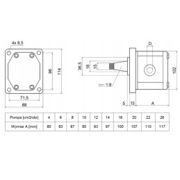 Transmission multiplier PTO pump gr2 4cm3 6l thread