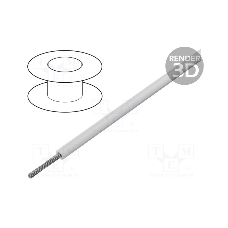 30 m x BELDEN - 9983 009100 - Wire, stranded, Cu, 22AWG, PVC, white, 300V, 30m, 100ft
