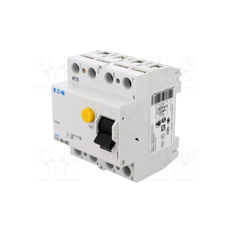 1 pcs x EATON ELECTRIC - PFIM-80/4/003 - RCD breaker, Inom: 80A, Ires: 30mA, Max surge current: 250A, 400VAC