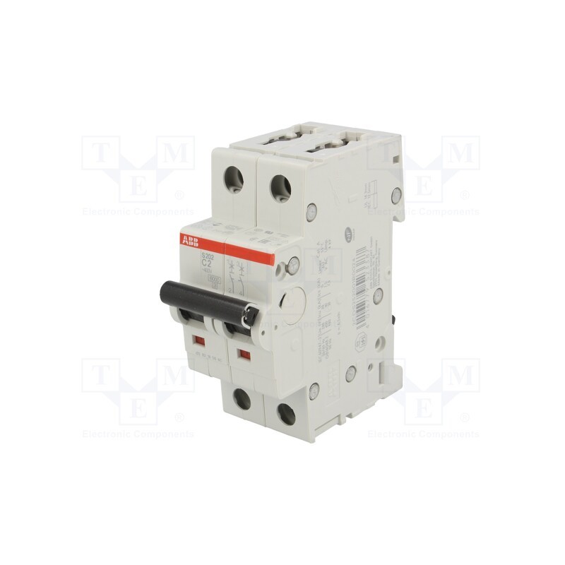 1 pcs x ABB - 2CDS252001R0024 - Circuit breaker, 230/400VAC, Inom: 2A, Poles: 2, Charact: C, 6kA