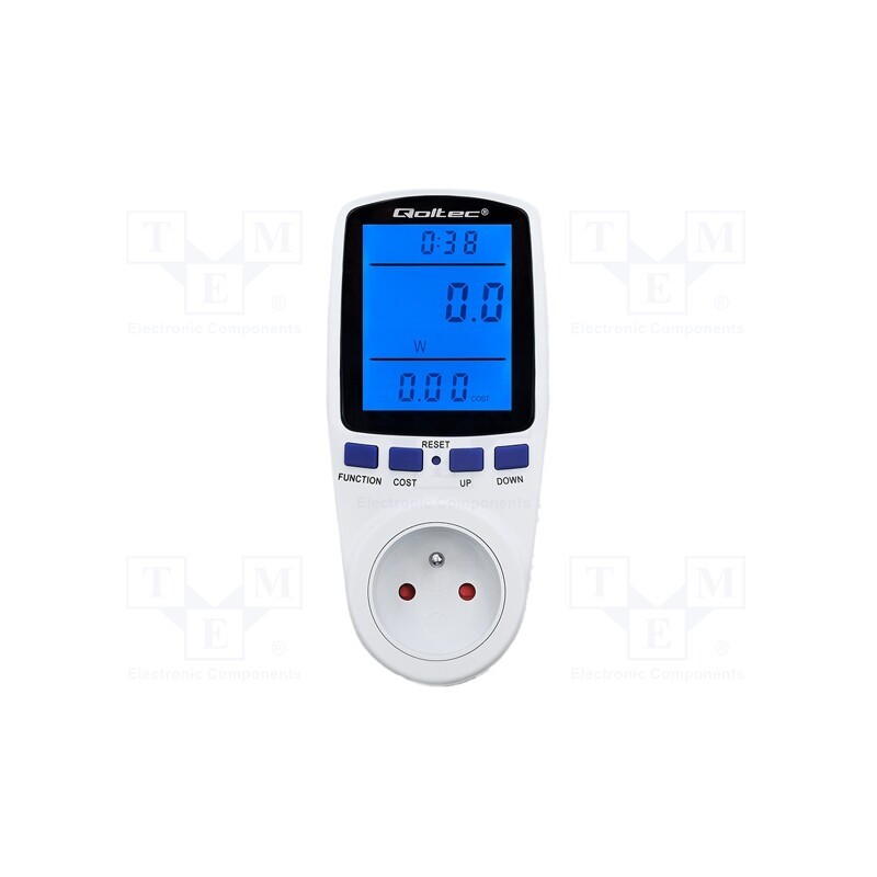 1 pcs x QOLTEC - 50626 - Counter, digital, 0÷16A, calculating energy cost function