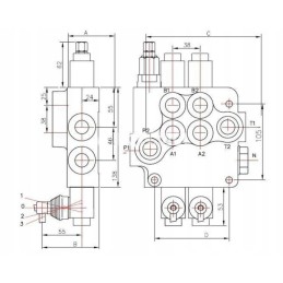 Three-section hydraulic distributor, 80l