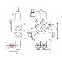 Three-section hydraulic distributor, 80l