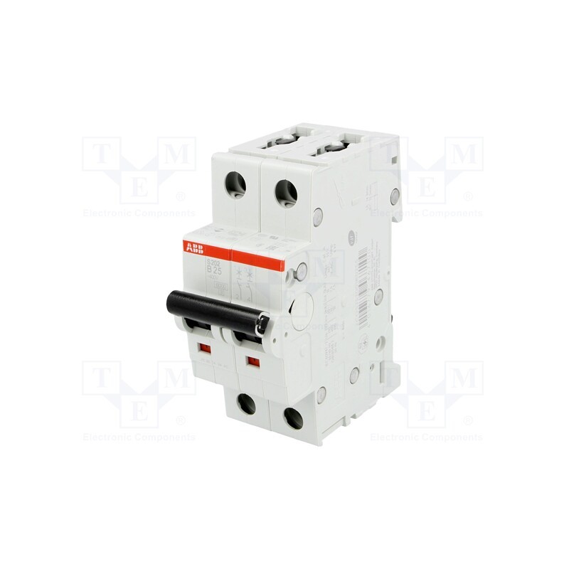 1 pcs x ABB - 2CDS252001R0255 - Circuit breaker, 230/400VAC, Inom: 25A, Poles: 2, Charact: B, 6kA